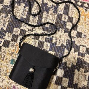 Vintage Classic Black Bag with Tassel Accent